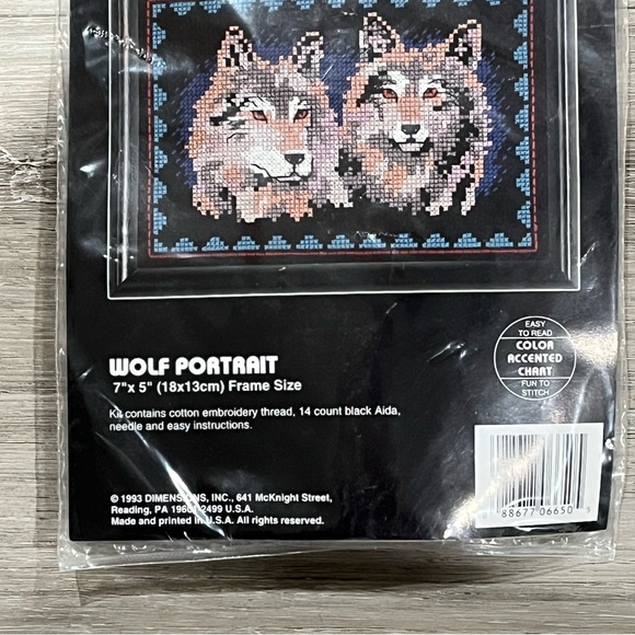 NWT Dimensions Wolf Portrait Counted Cross Stitch Kit - Picture 7 of 9